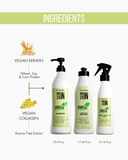 Vegan Keratin & Collagen – Shampoo + Leave-On + Thermal Protector Set