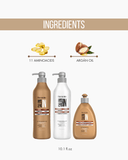 Hydra Repair 3-Piece Set: Shampoo + Conditioner 33.8 fl oz + Leave-On Treatment 10.1 oz | Hydration with Argan Oil & 11 Amino Acids | Salt-Free 33.8.fl.oz. - Salon In Recamier