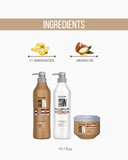 Hydra Repair 3-Piece Set: Shampoo + Conditioner 33.8 fl oz + Deep Mask 10.58 oz | Hydration with Argan Oil & 11 Amino Acids | Salt-Free 33.8.fl.oz. - Salon In Recamier