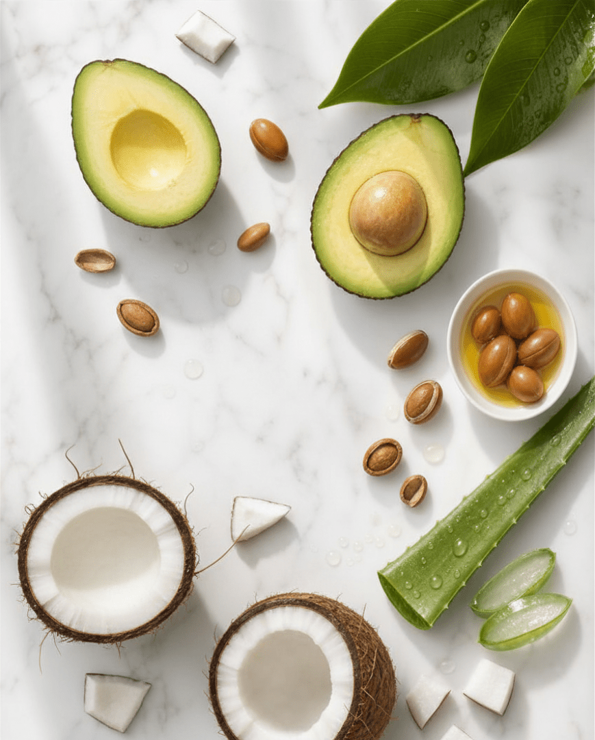 Ingredientes naturales Salon In — aguacate, coco, argán, aloe vera